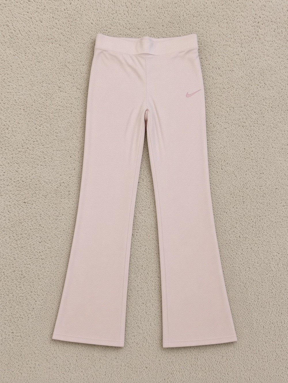 Nike Light Pink Ribbed Flare Leggings